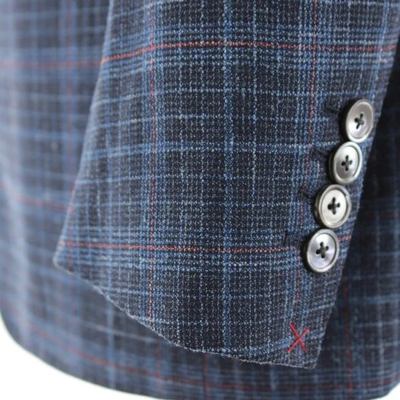 Cardinal of Canada NWT 100% Wool Sport Coat Size 38R US In Blue w/ Coral Plaid